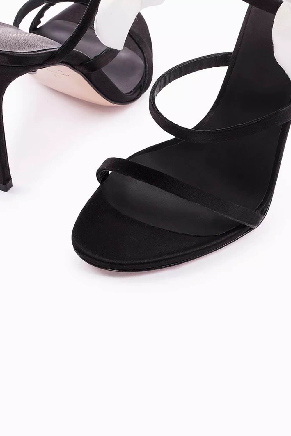 3D Rose Satin Ankle Wrap Around Stiletto Heel Sandals