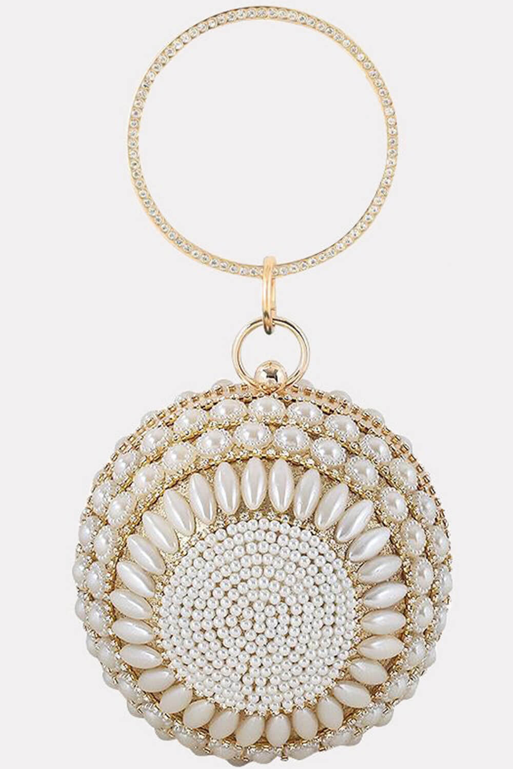Pearl Beaded Crystal Embellished Sphere Shape Evening Purse