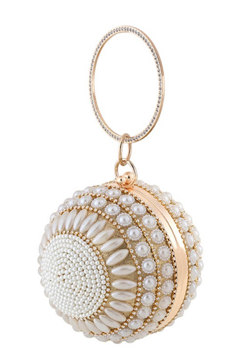 Pearl Beaded Crystal Embellished Sphere Shape Evening Purse