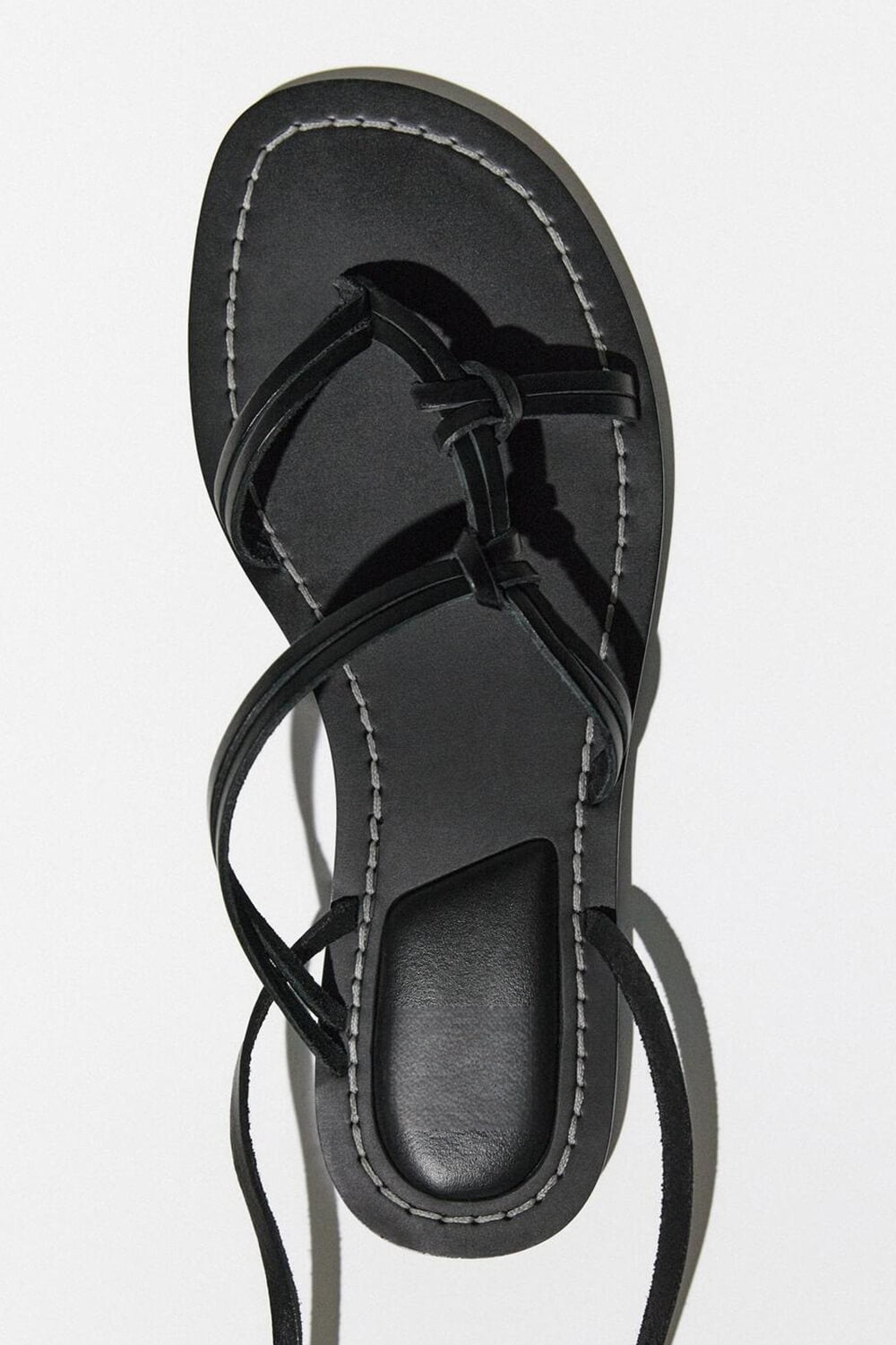 Faux Leather Lace Up Flat Strappy Sandals