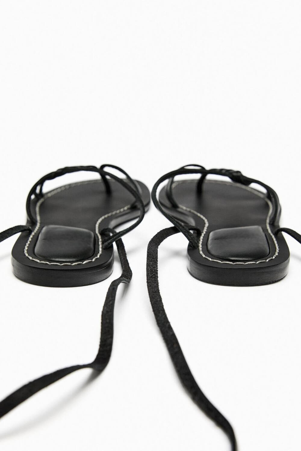 Faux Leather Lace Up Flat Strappy Sandals