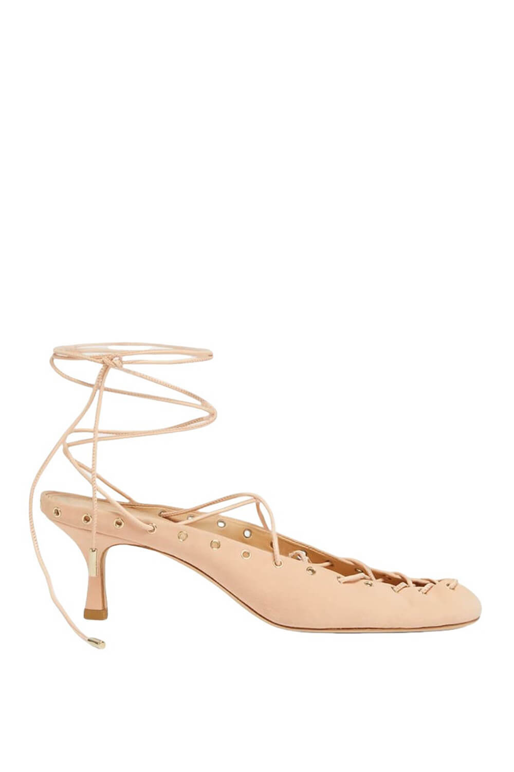 Faux Leather Lace Up Ankle-Wrap Mule Kitten Heels