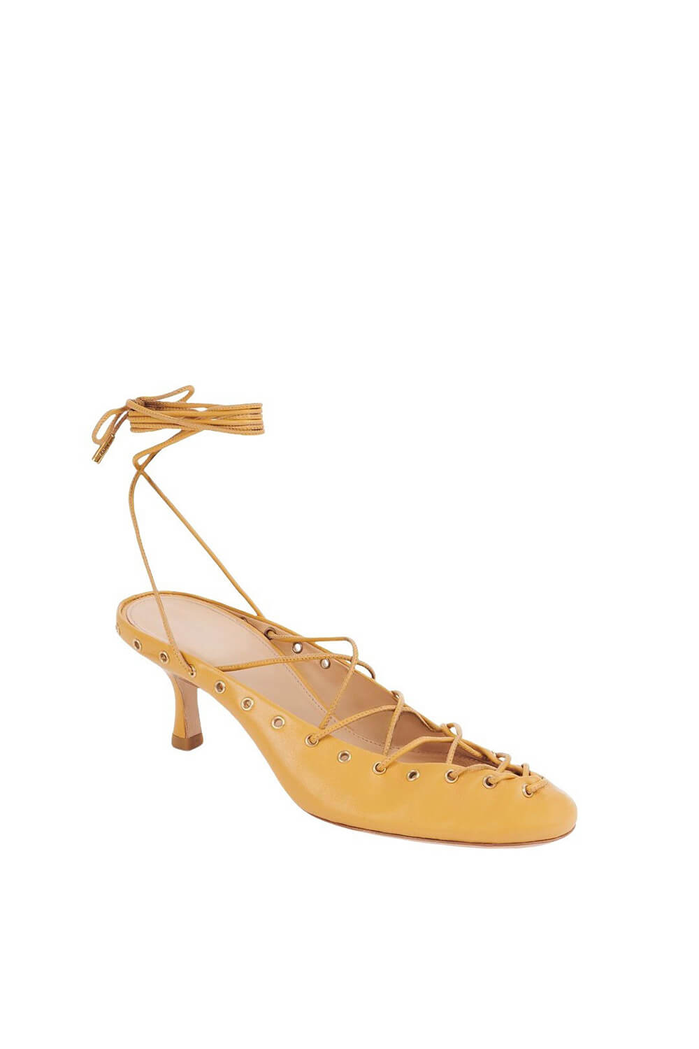 Faux Leather Lace Up Ankle-Wrap Mule Kitten Heels