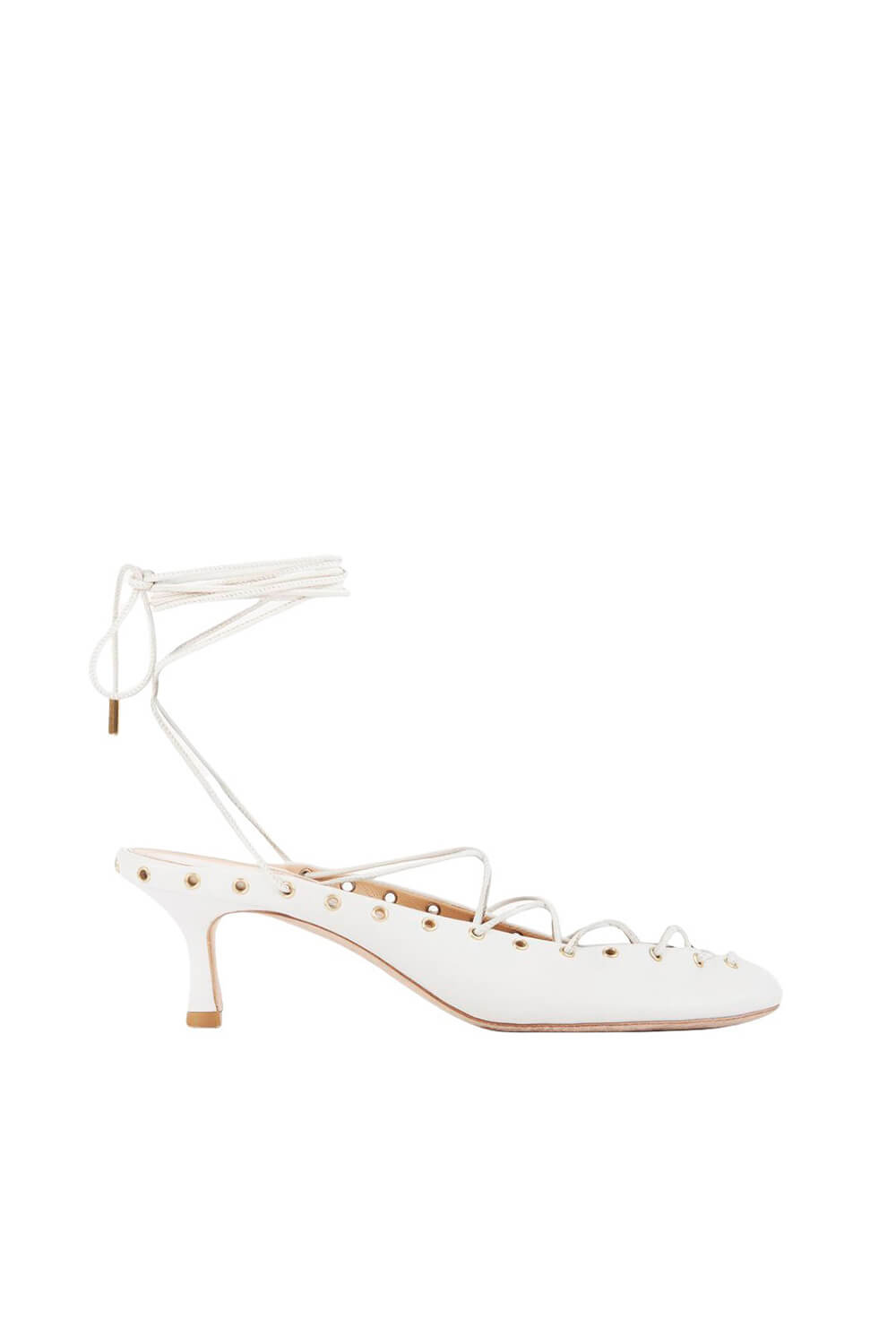 Faux Leather Lace Up Ankle-Wrap Mule Kitten Heels