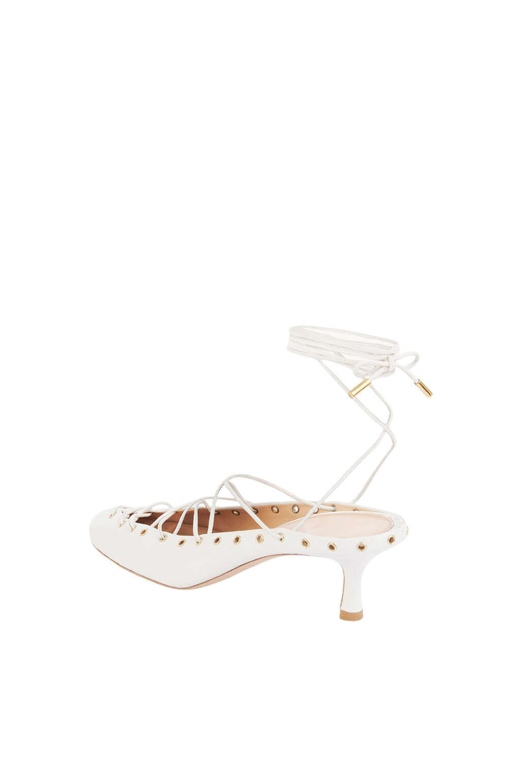 Faux Leather Lace Up Ankle-Wrap Mule Kitten Heels