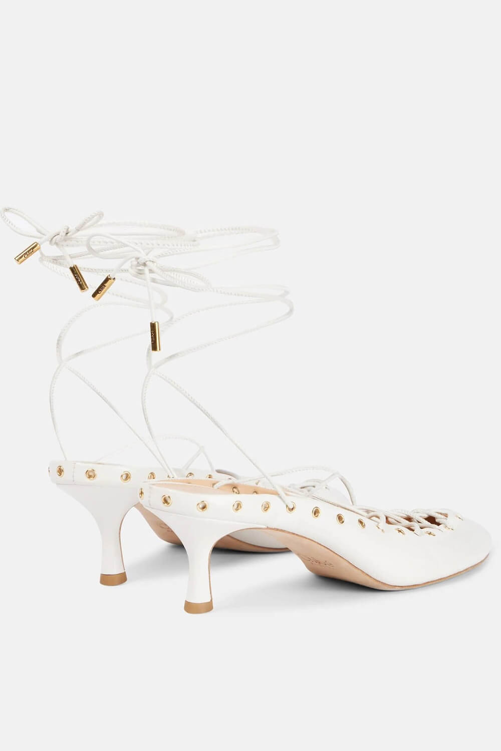 Faux Leather Lace Up Ankle-Wrap Mule Kitten Heels