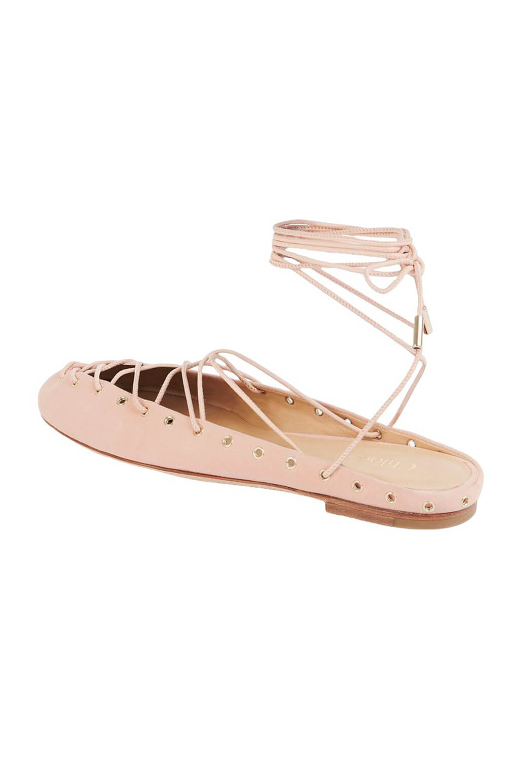 Faux Leather Lace Up Ballet Flats