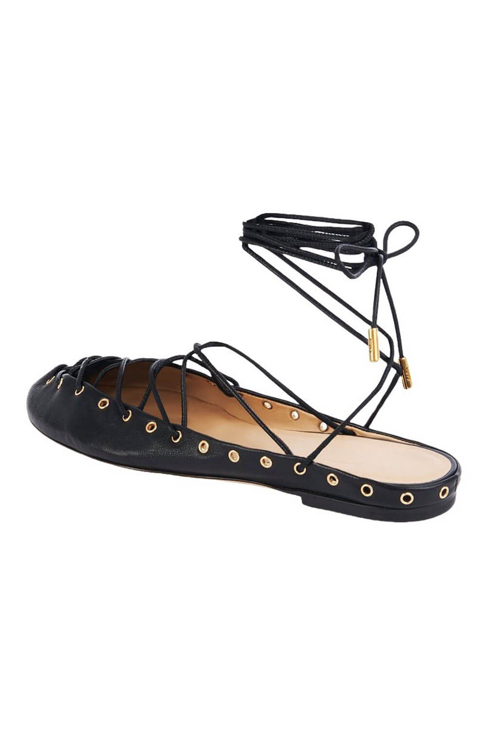 Faux Leather Lace Up Ballet Flats