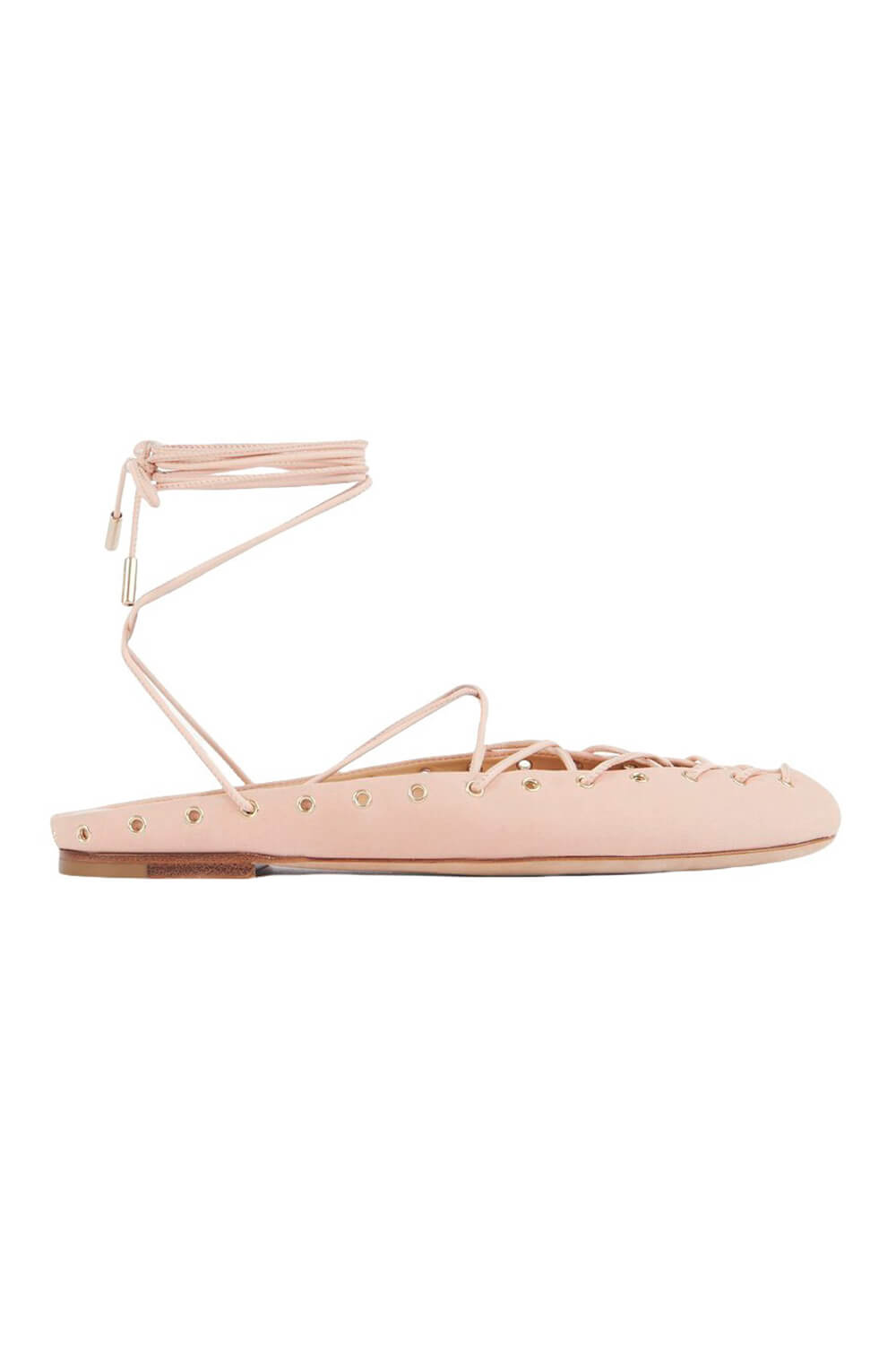 Faux Leather Lace Up Ballet Flats