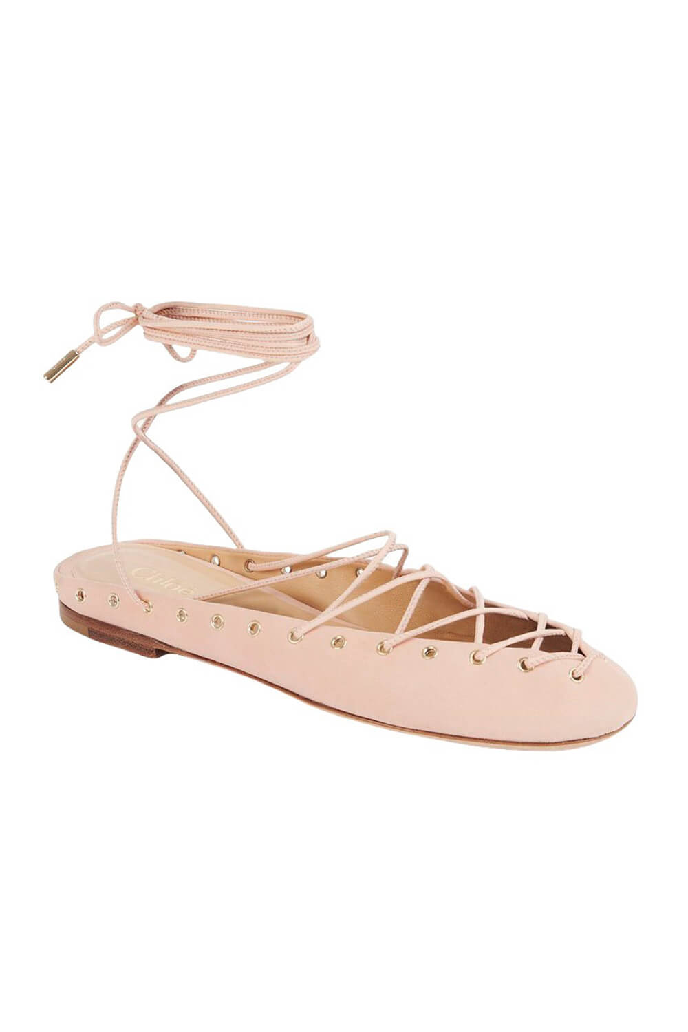 Faux Leather Lace Up Ballet Flats