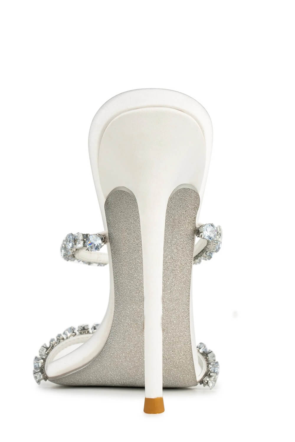 Satin Crystal Embellished Pointed Toe High Heel Mules