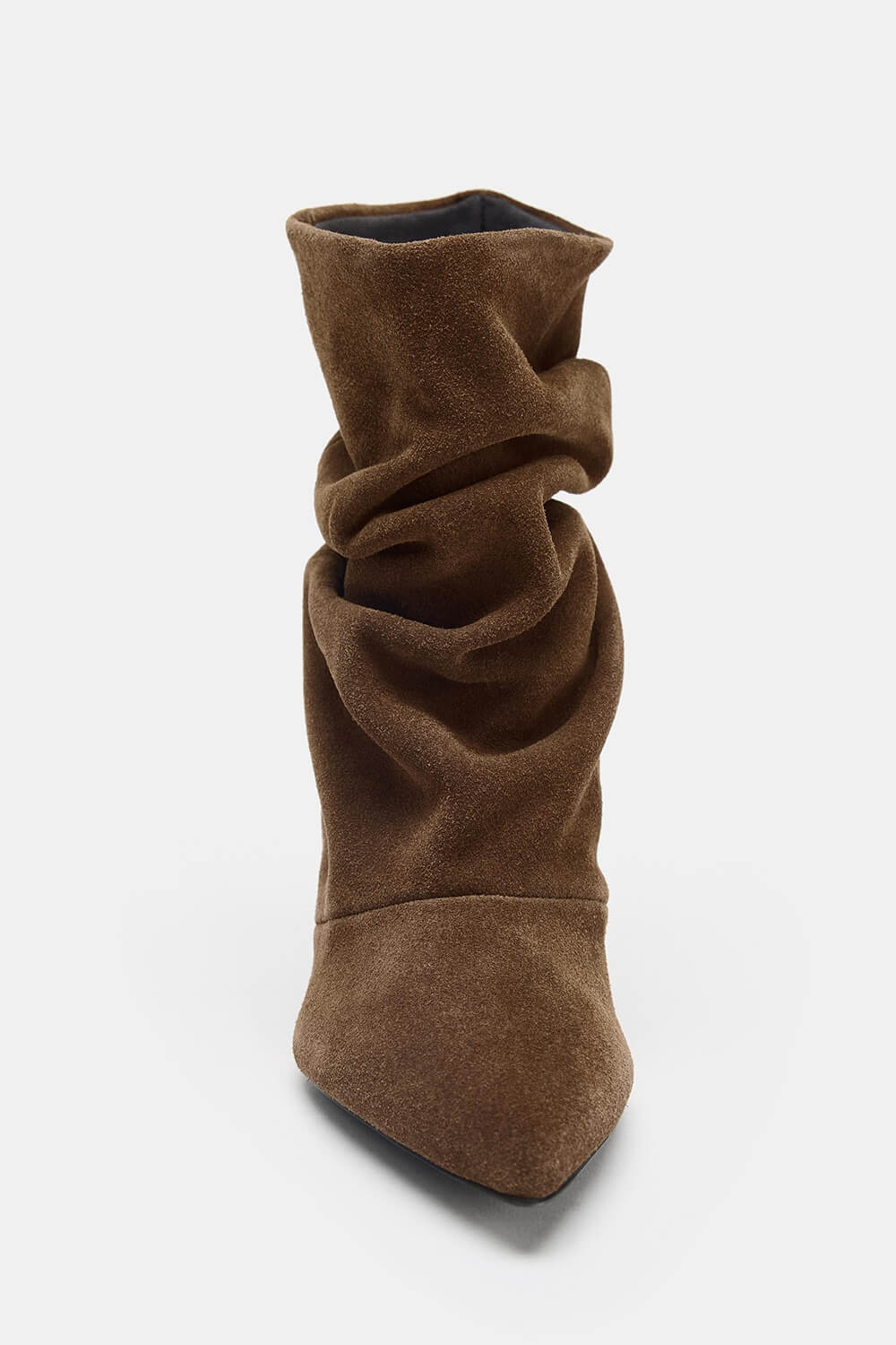Suede Ruched Pointed Toe Ankle Mid Kitten Heel Boots