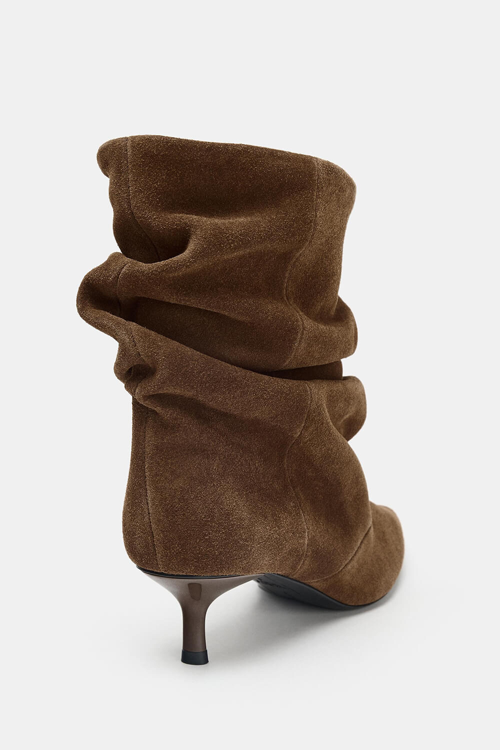 Suede Ruched Pointed Toe Ankle Mid Kitten Heel Boots