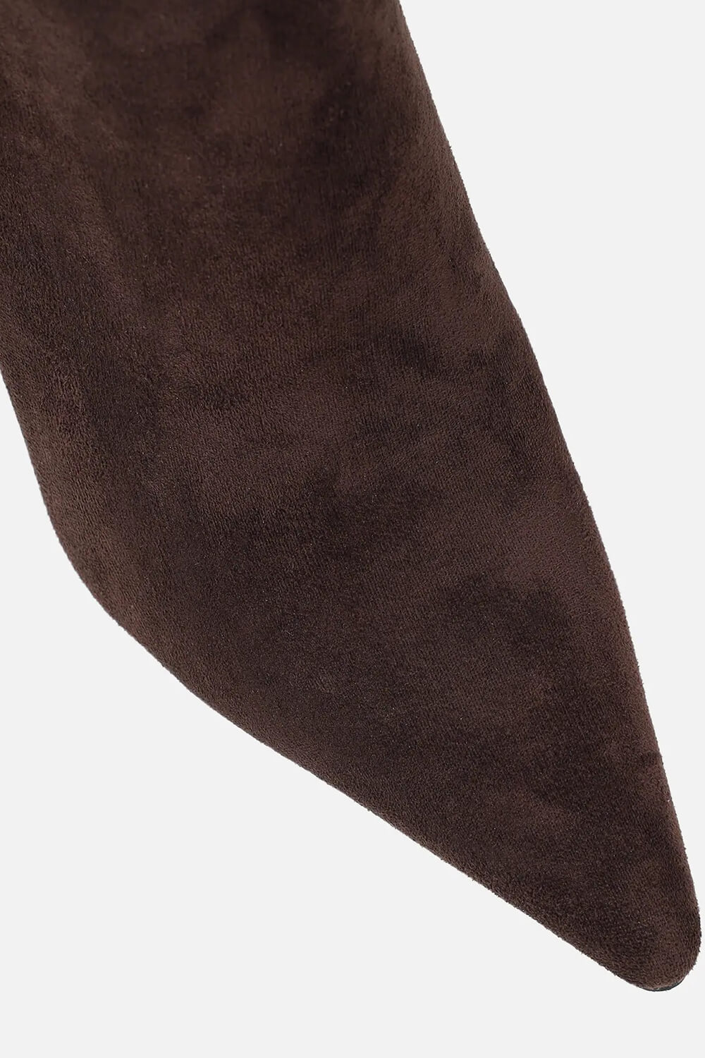 Suede Pointed Toe Knee-High Stiletto Boots With Stripe Trim