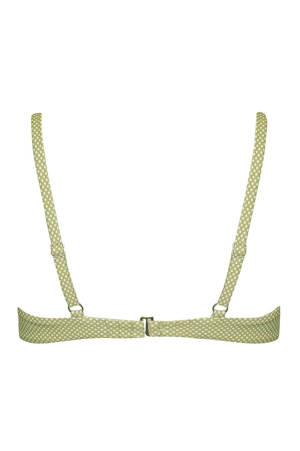 Green Polka Dot Front V Underwire Bikini Top