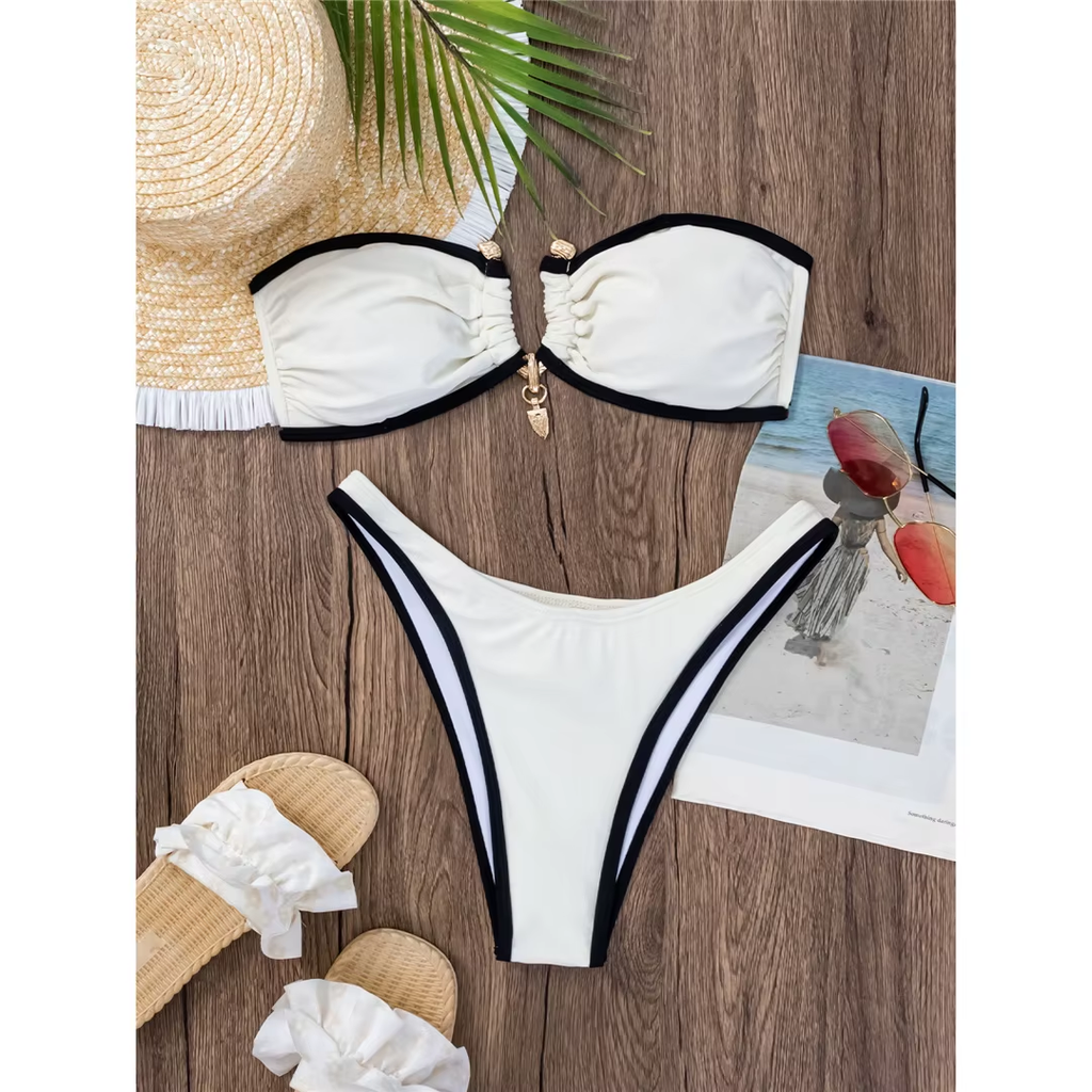 Bandeau Metal Ring Brazilian Bikini
