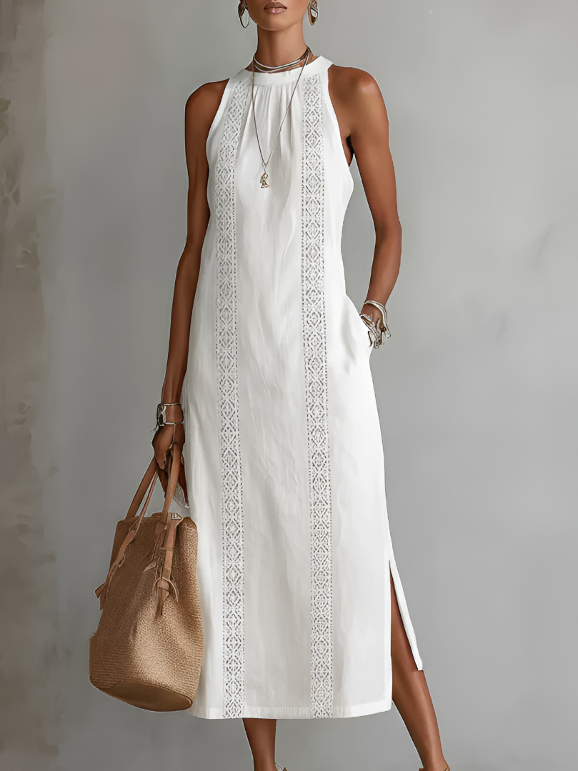 Celeste | White Linen Midi Dress