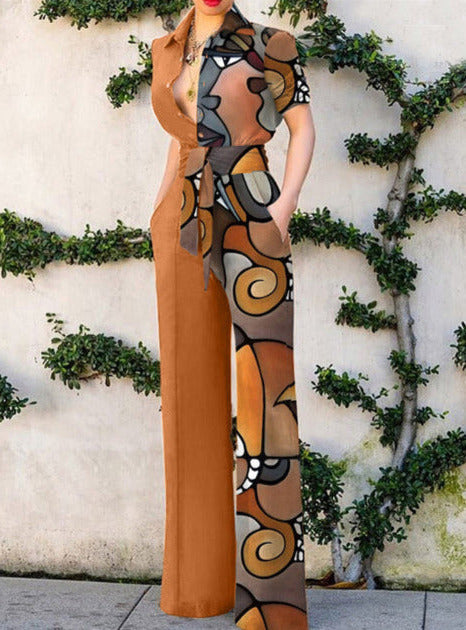 MALIKA JUMPSUIT Brown pattern