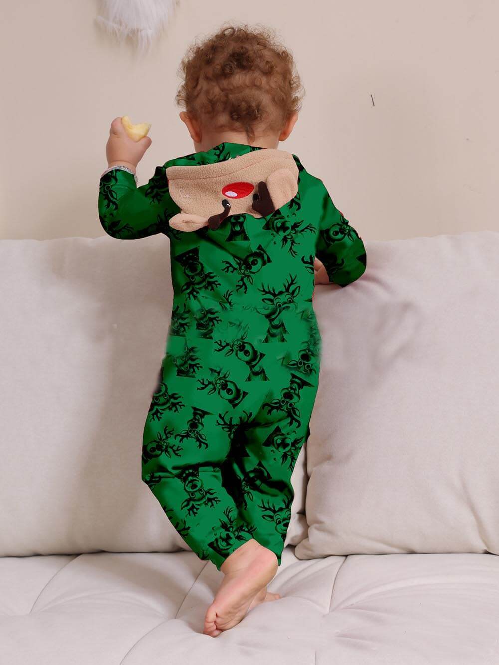 Christmas Elk Print Family One-Piece Pajamas
