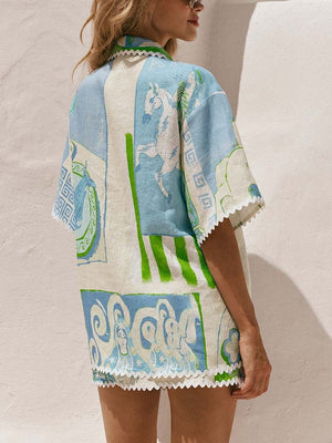 Einzigartiges Spitzenhemd mit bemaltem Druck