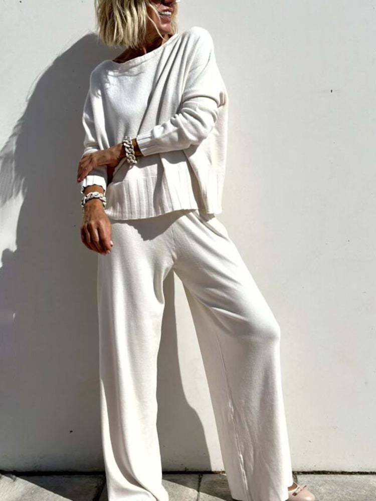 Pantalon large en tricot décontracté