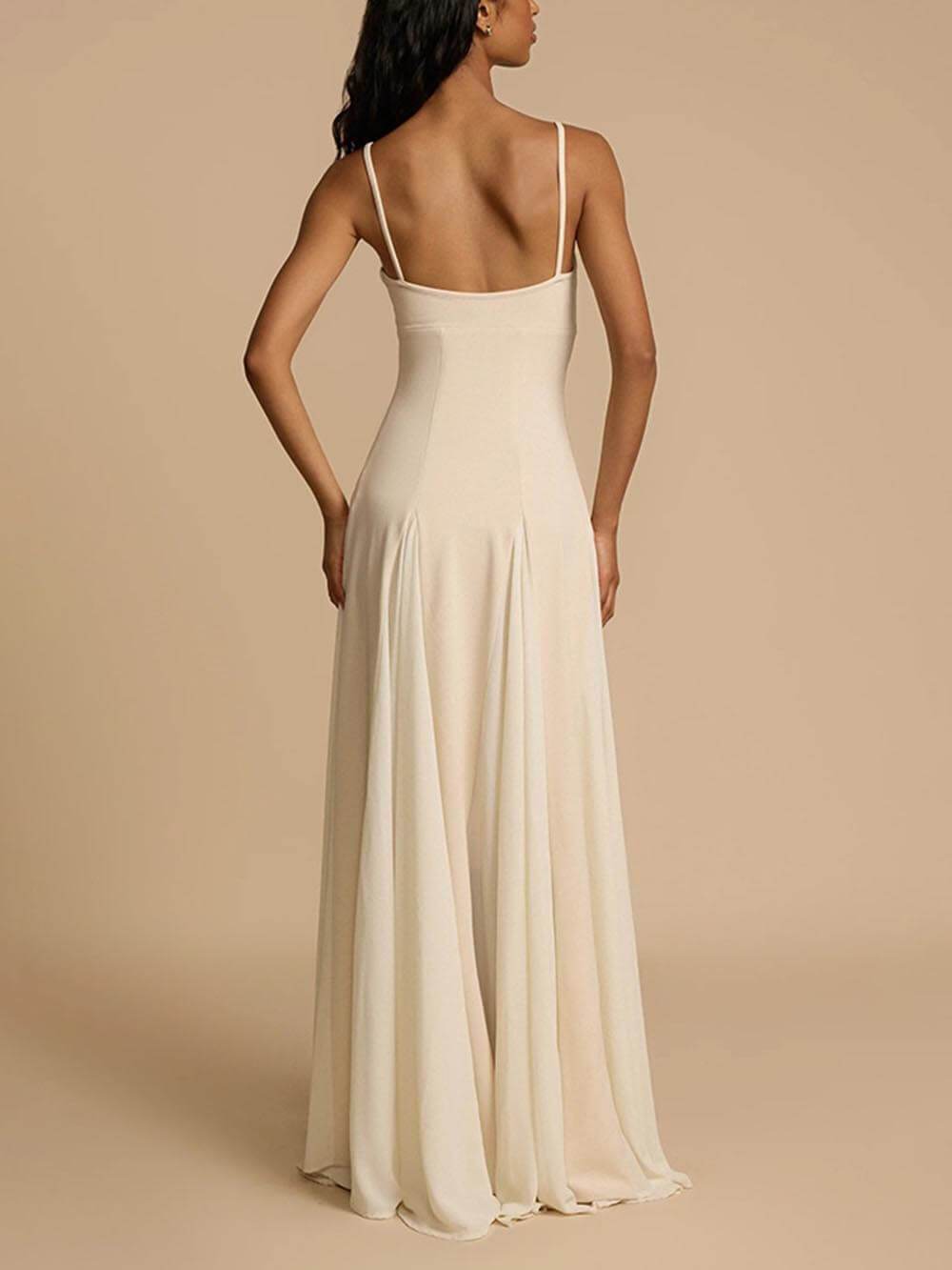 Elegantes Patchwork-Sling-Maxikleid mit langem Swing-Ferienkleid