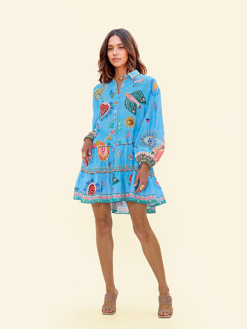 Einzigartiges Minikleid mit gemaltem Musterdruck