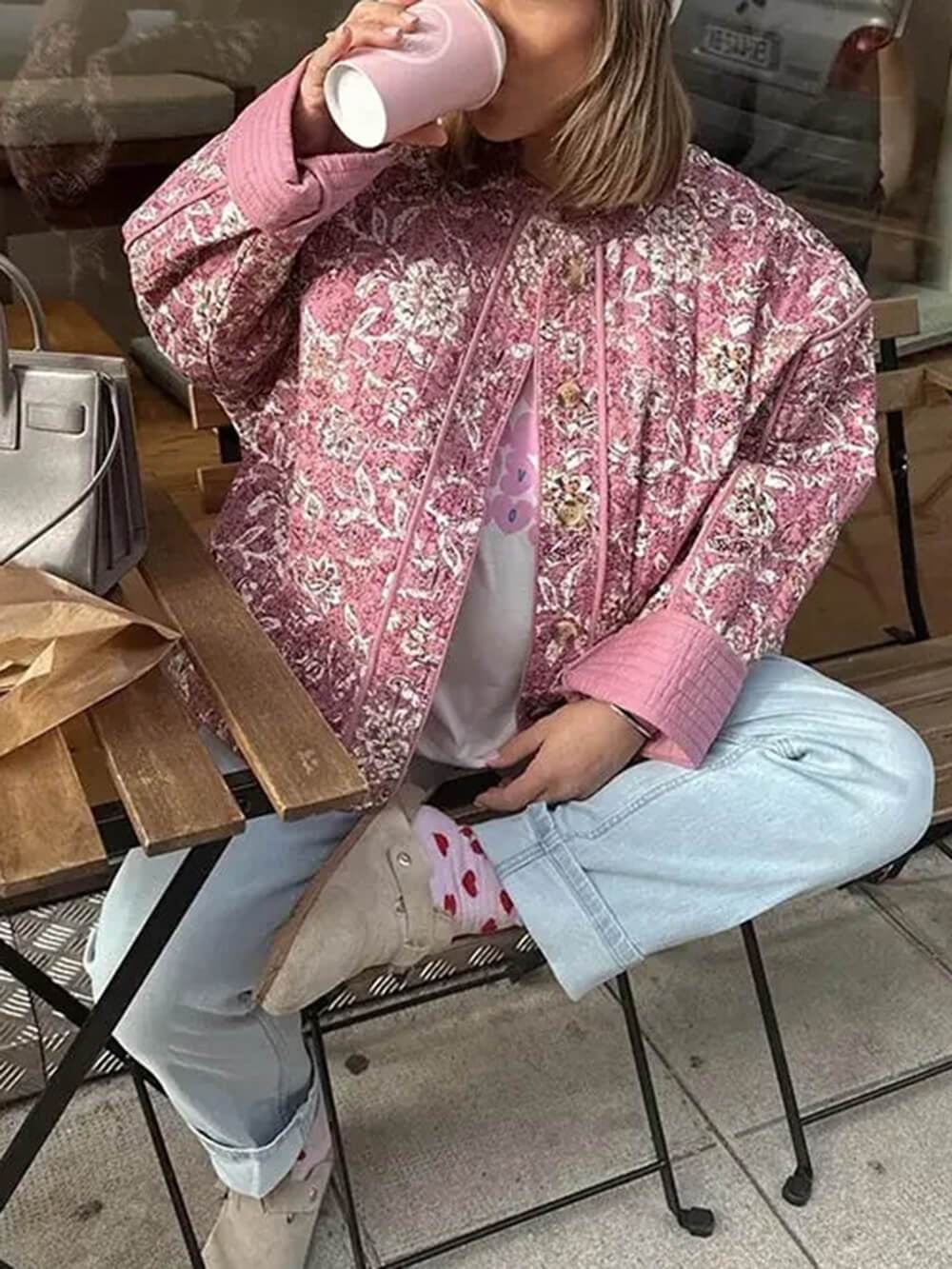 Veste à imprimé floral vintage