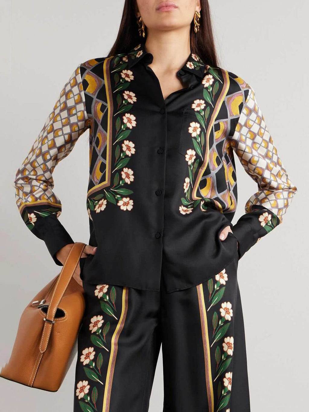 Chemise ample à imprimé rétro unique