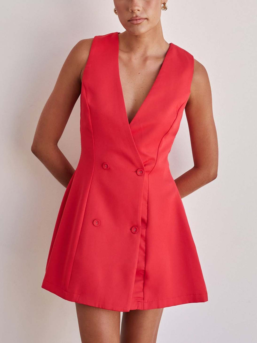 Mini-robe décontractée de couleur unie élégante