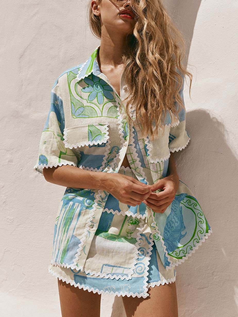Chemise en dentelle à imprimé peint unique