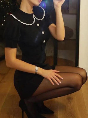 Robe mini trapèze à bordure en dentelle douce