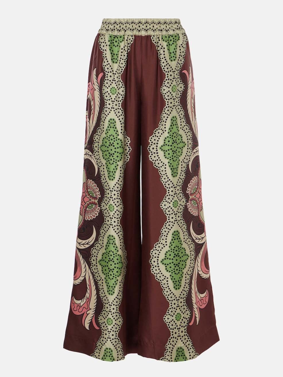 Lockere Hose mit weitem Bein und Retro-Art-Blumendruck