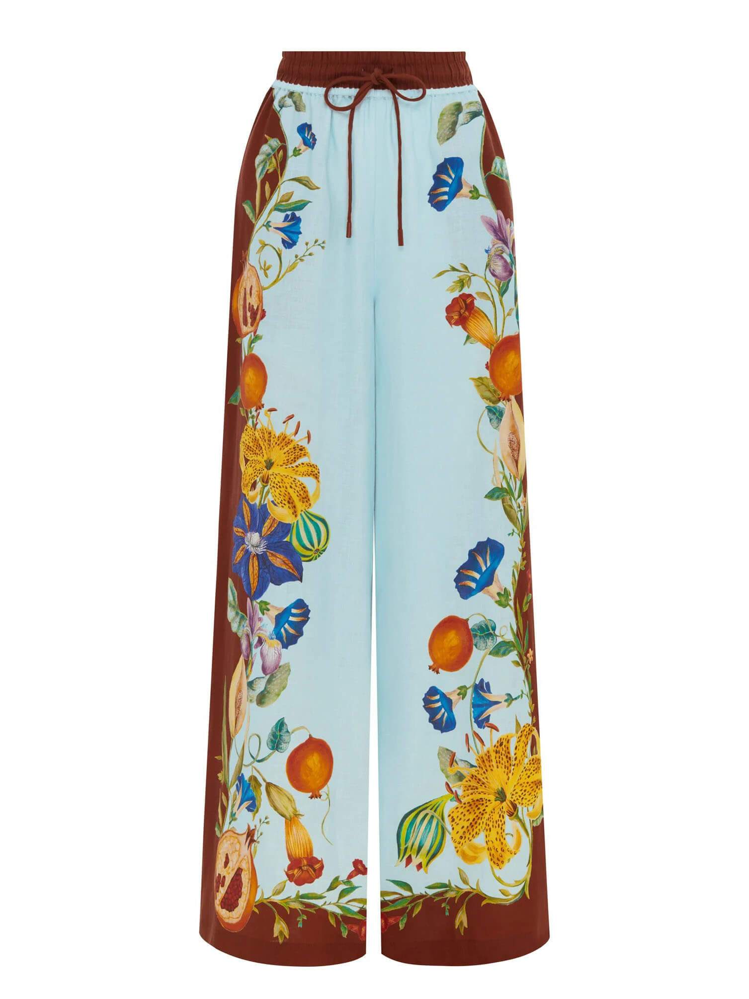Sunny Hose mit weitem Bein und Blumendruck