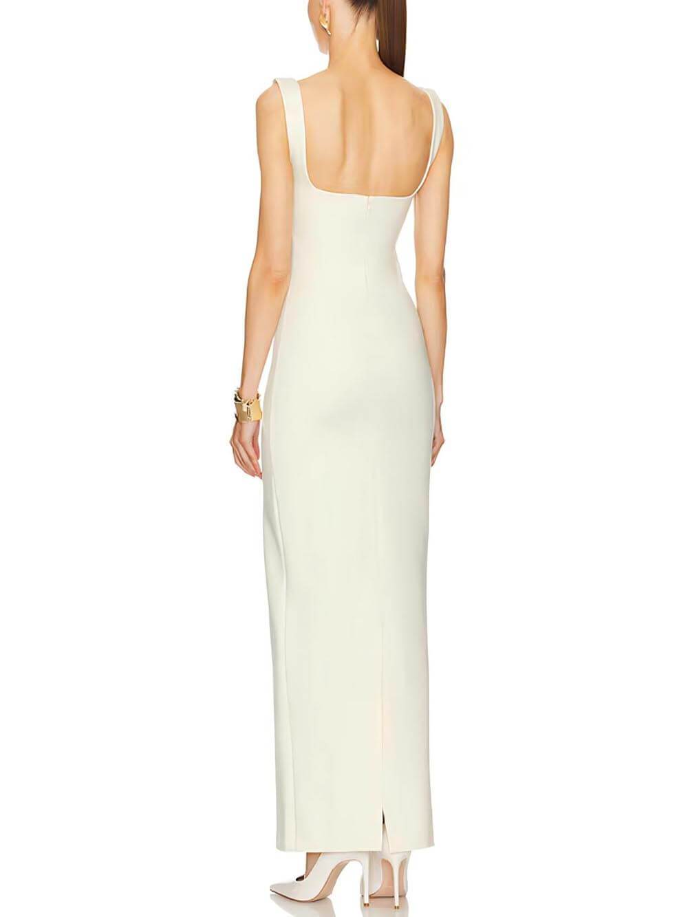 Elegantes, plissiertes Party-Maxikleid mit offenem Rücken