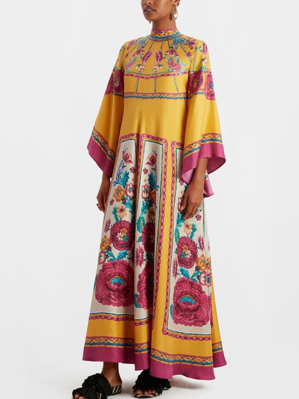 Lockeres Maxikleid im Vintage-Stil mit exquisitem Musterdruck