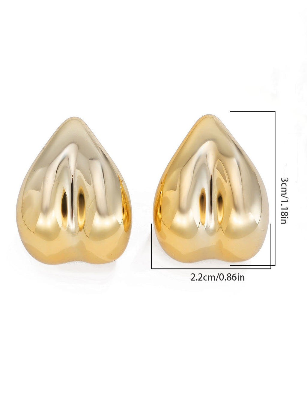 Boucles d'oreilles géométriques incurvées en forme de cœur à la mode