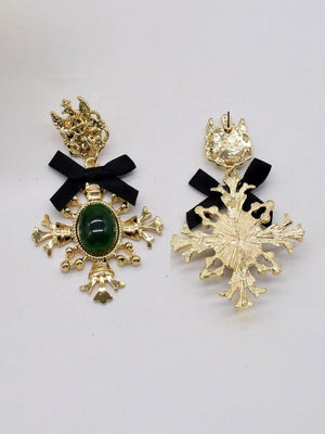 Boucles d'oreilles vintage baroques en forme de croix et d'arc