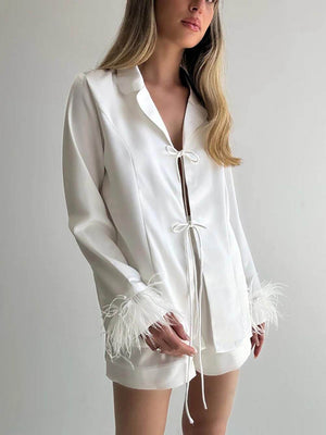 Ensemble pyjama cardigan et short à la mode et simple