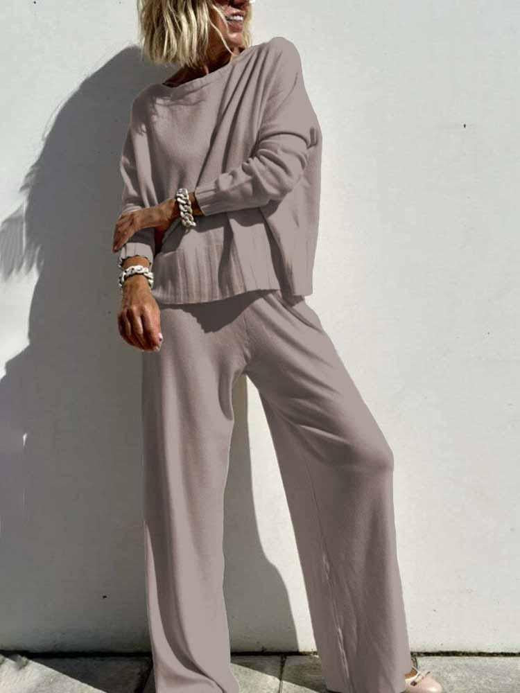 Pantalon large en tricot décontracté