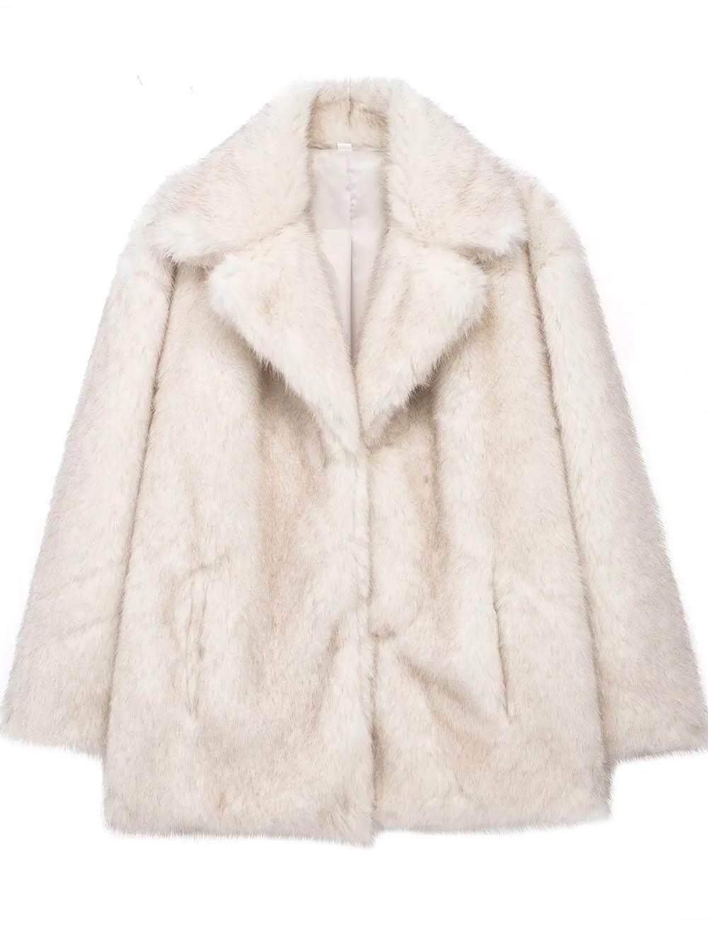 Manteau en fourrure ample mi-long surdimensionné classique