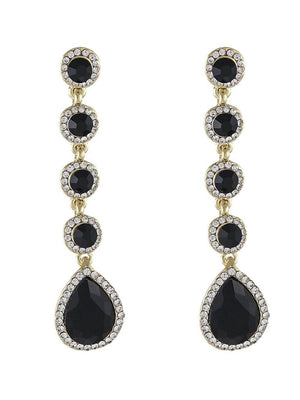 Boucles d'oreilles longues en forme de larme remplies de diamants de luxe rétro