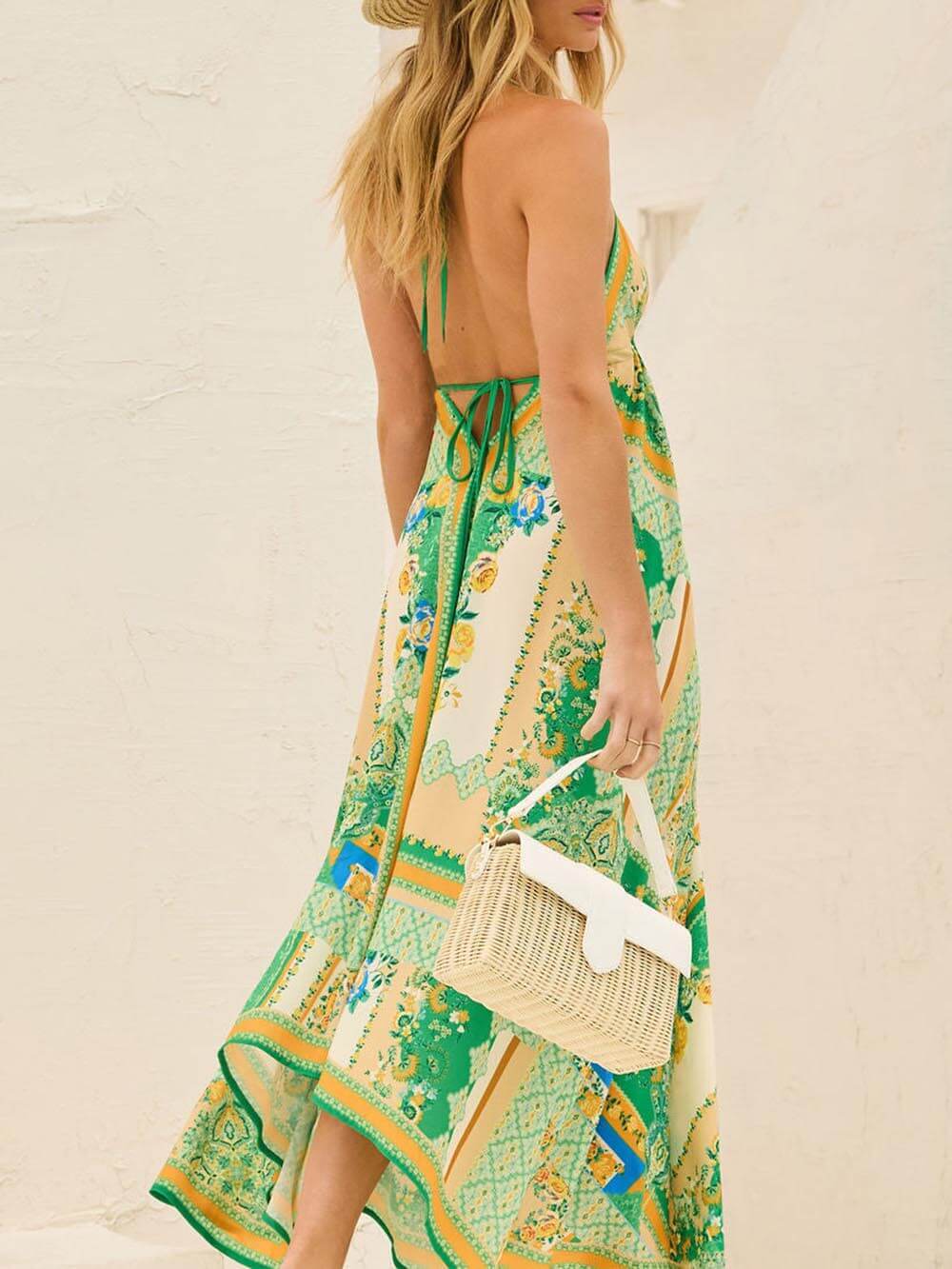 Elegantes schulterfreies Swingkleid mit V-Ausschnitt und Strapsdruck