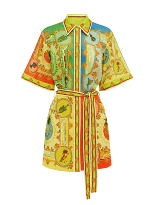 Mini-robe en satin à imprimé amusant et exquis