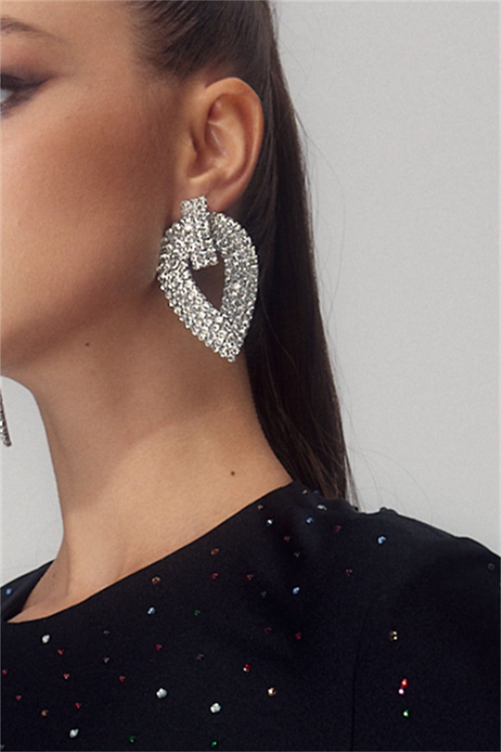 Geometrische Strass-Ohrclips