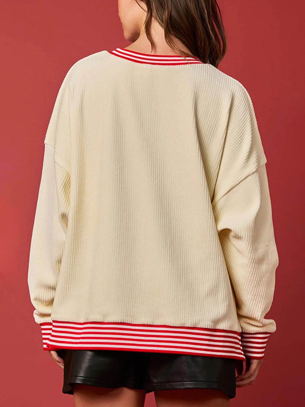 Christmas Decoration Sequined Round Neck Long Sleeve Sweatshirt