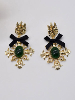 Boucles d'oreilles vintage baroques en forme de croix et d'arc
