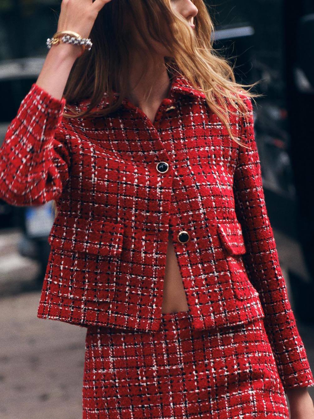 Jupe pantalon décontractée élégante et tendance en tweed à carreaux