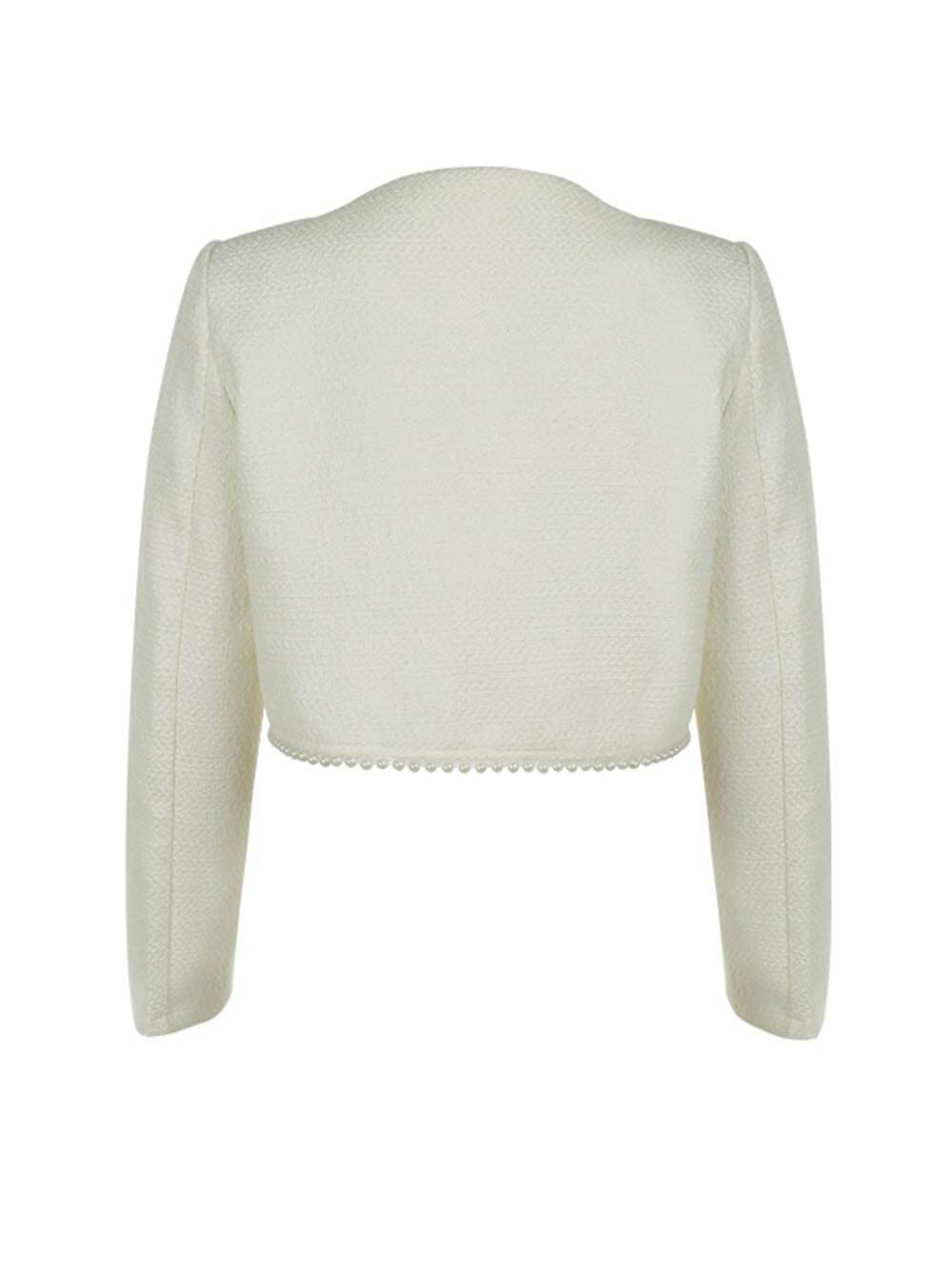 Robe courte élégante et stylée en tweed sans manches, coupe slim, ornée de perles