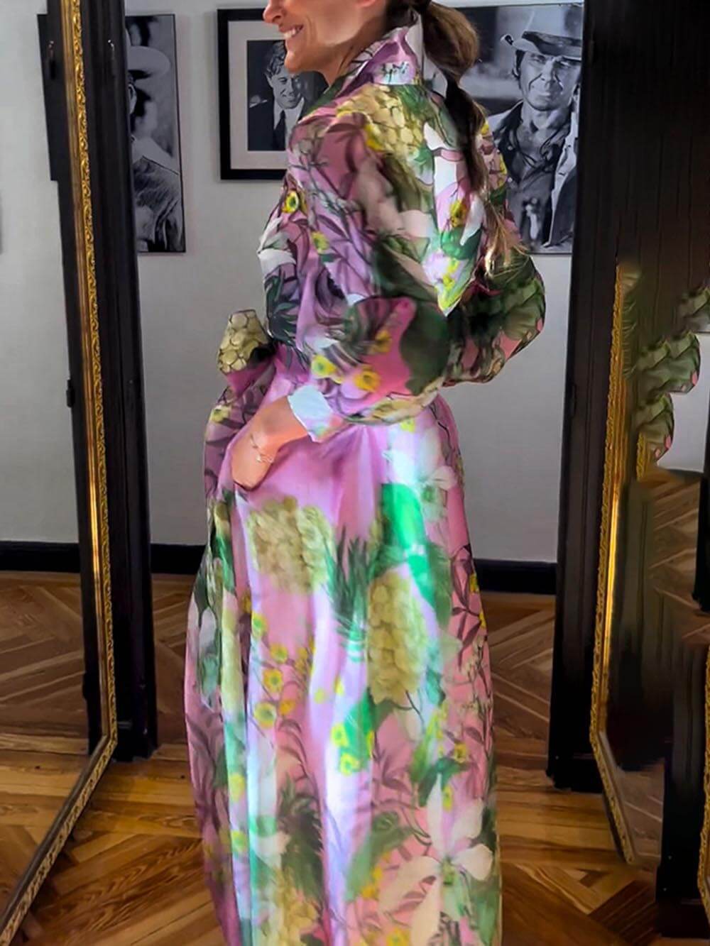 Jupe longue à imprimé floral élégante et mature